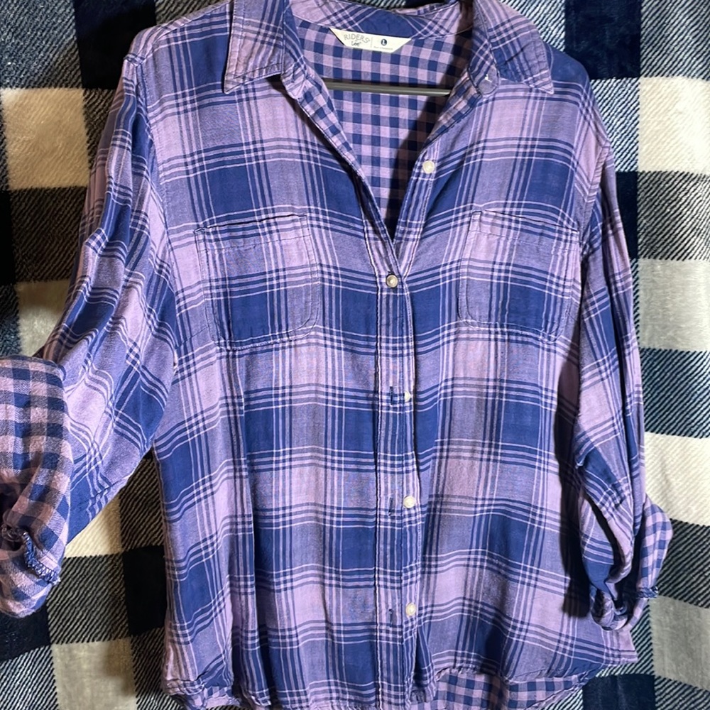 Lee Riders Purple Plaid Button Up